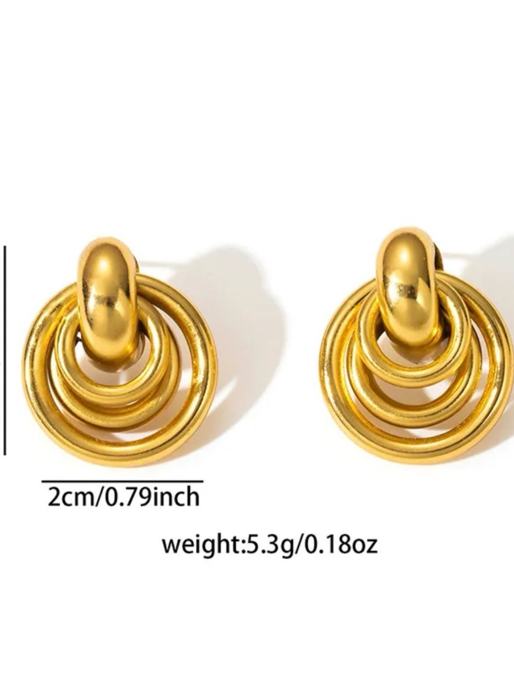 18k Gold chunky Hoop Layered Circle Stud Earrings